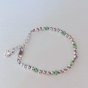Child’s Sterling Silver 925 Green crystal bead bracelet